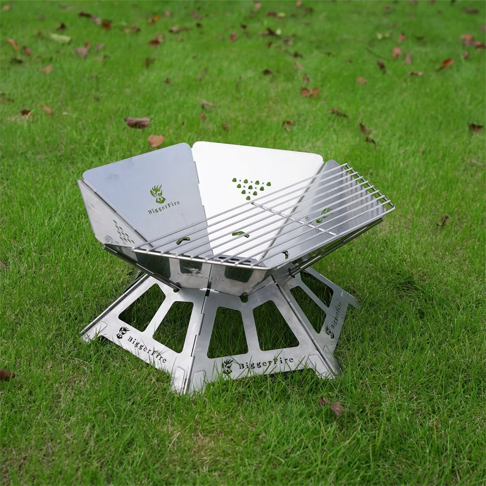

Stainless Steel Outdoor Camping Campfire Fire Rack Foldable Metal Fire Pit Fire Frame Rack Garden Backyard Bonfire Firepit