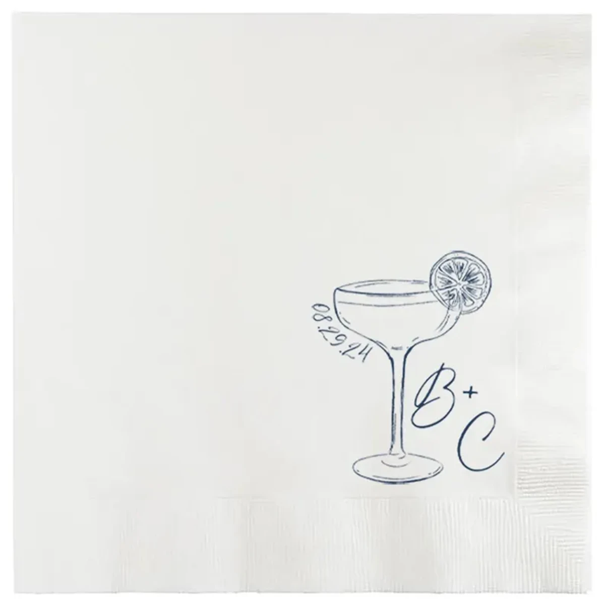 50Pcs Personalized Whimsical Wine Glasses Cheers Cocktail Napkin | Wedding | Italian | Bachelorette | Birthday | Bridal Shower