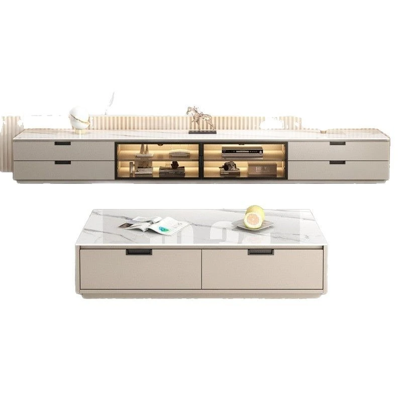 

Simple slate TV cabinet coffee table combination household solid wood floor-to-ceiling cabinet combination