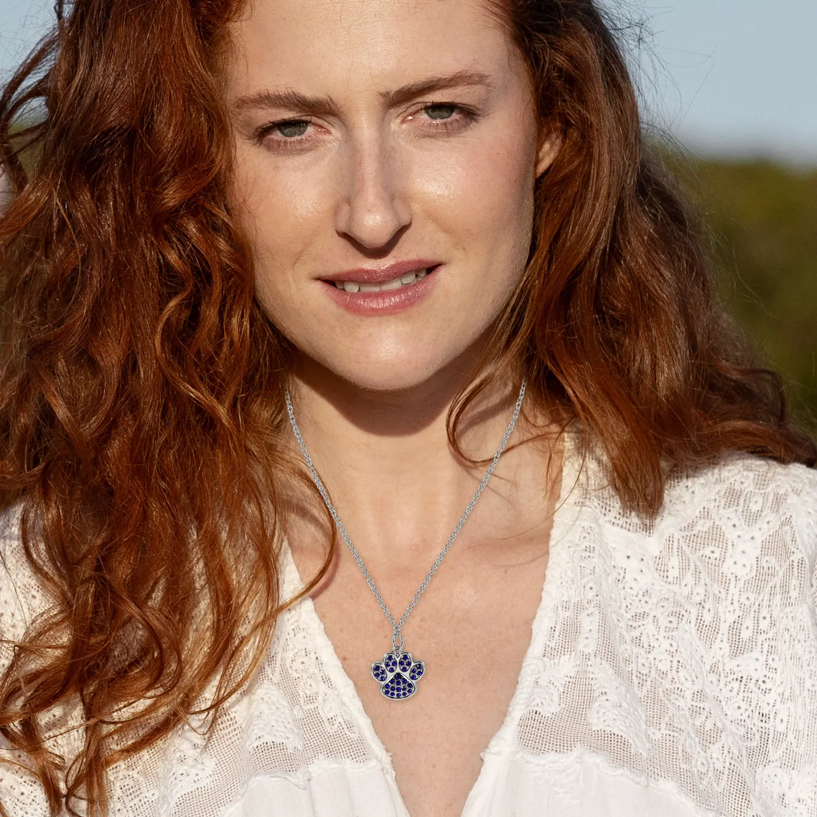 

Винтажное ожерелье с синим отпечатком лапы и стразами, регулируемый чокер, мемориальный кулон для собак и кошек, ювелирное украшение для питомцев