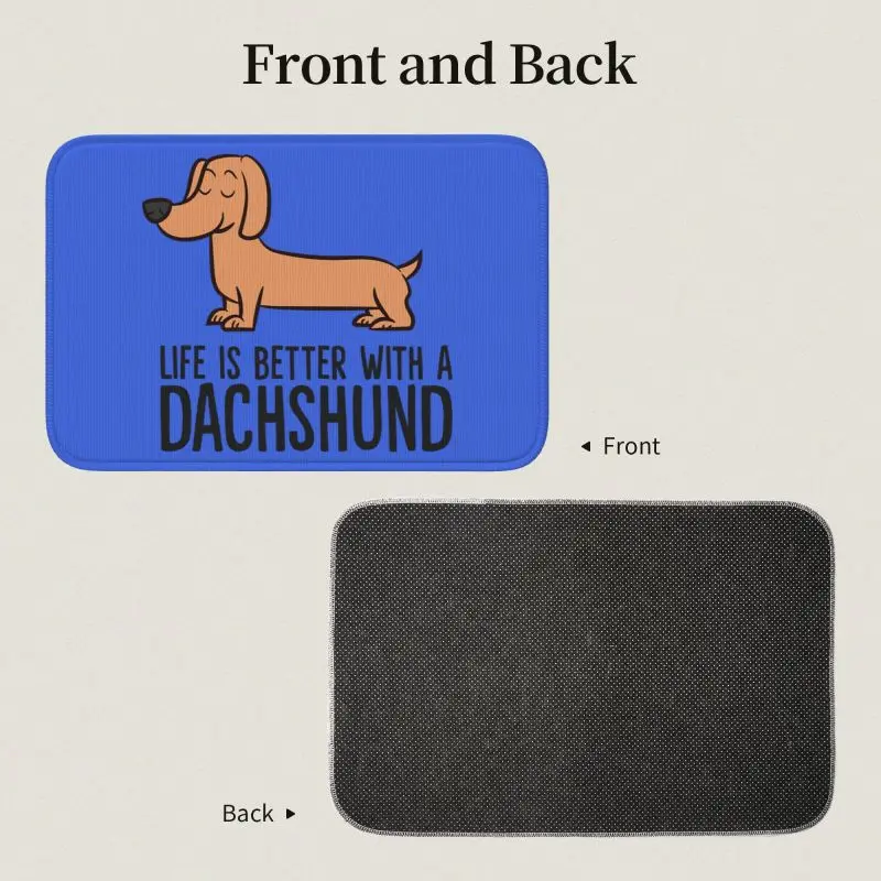 Custom Welcome Cute Wiener Dachshund Floor Door Bathroom Kitchen Mat Anti-Slip Badger Sausage Dog Doormat Rug Carpet Footpad