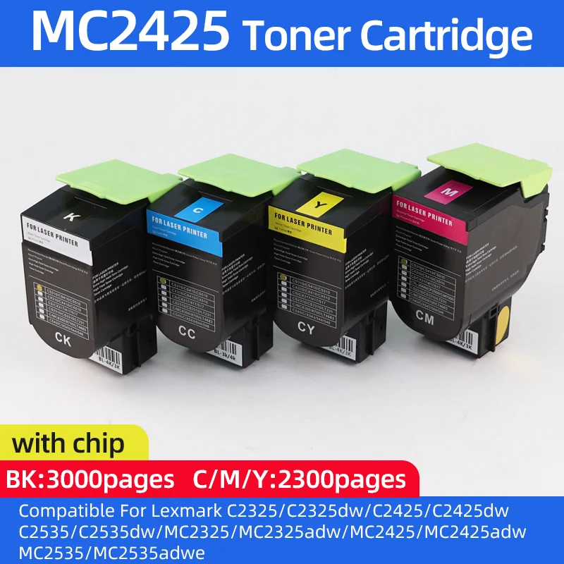 

Картридж с тонером MC2425, совместимый для Lexmark C2325 C2425 C2535 MC2325 MC2535 MC2640 MC2300 dw adw принтер C231HKO C232H C233HKO