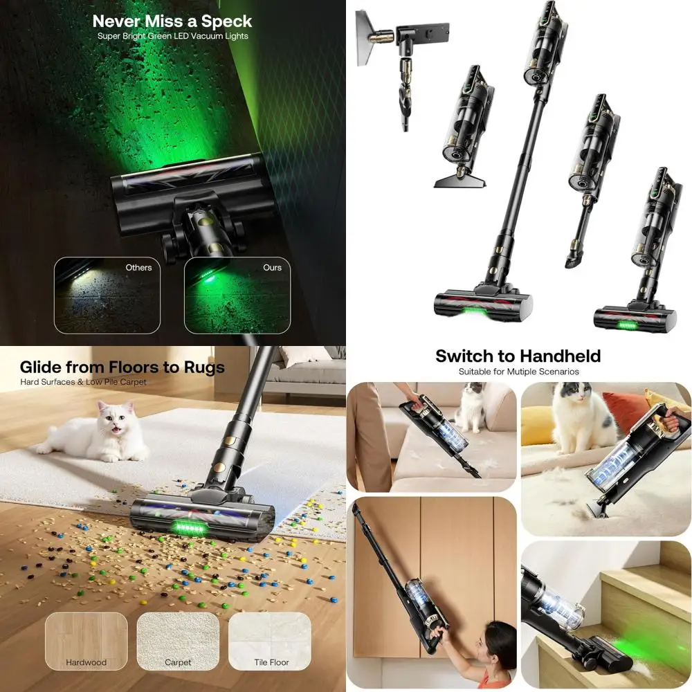 

Легкий беспроводной вертикальный пылесос, 50 минут работы, мощное всасывание для уборки дома и шерсти животных с твердых полов и ковров