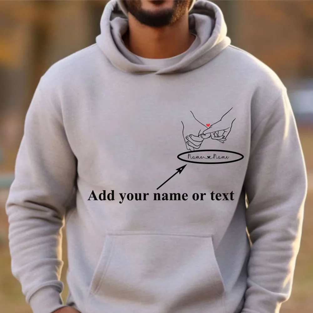 Custom Couple Personalized Name Date Hoodie Valentines Day Gift Hoodie Matching Couple Wedding Anniversary Hoodie Pinky Promise