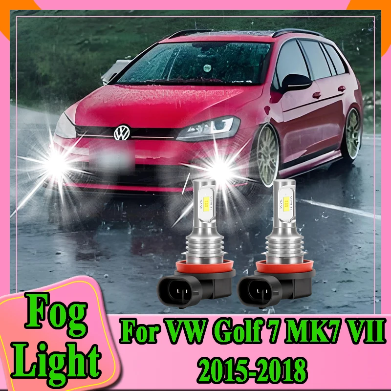 

2PCS H11 Canbus Car LED Fog Light 6000K White CSP Chips Super Bright For VW Golf 7 MK7 VII 2015 2016 2017 2018 Auto Bulb