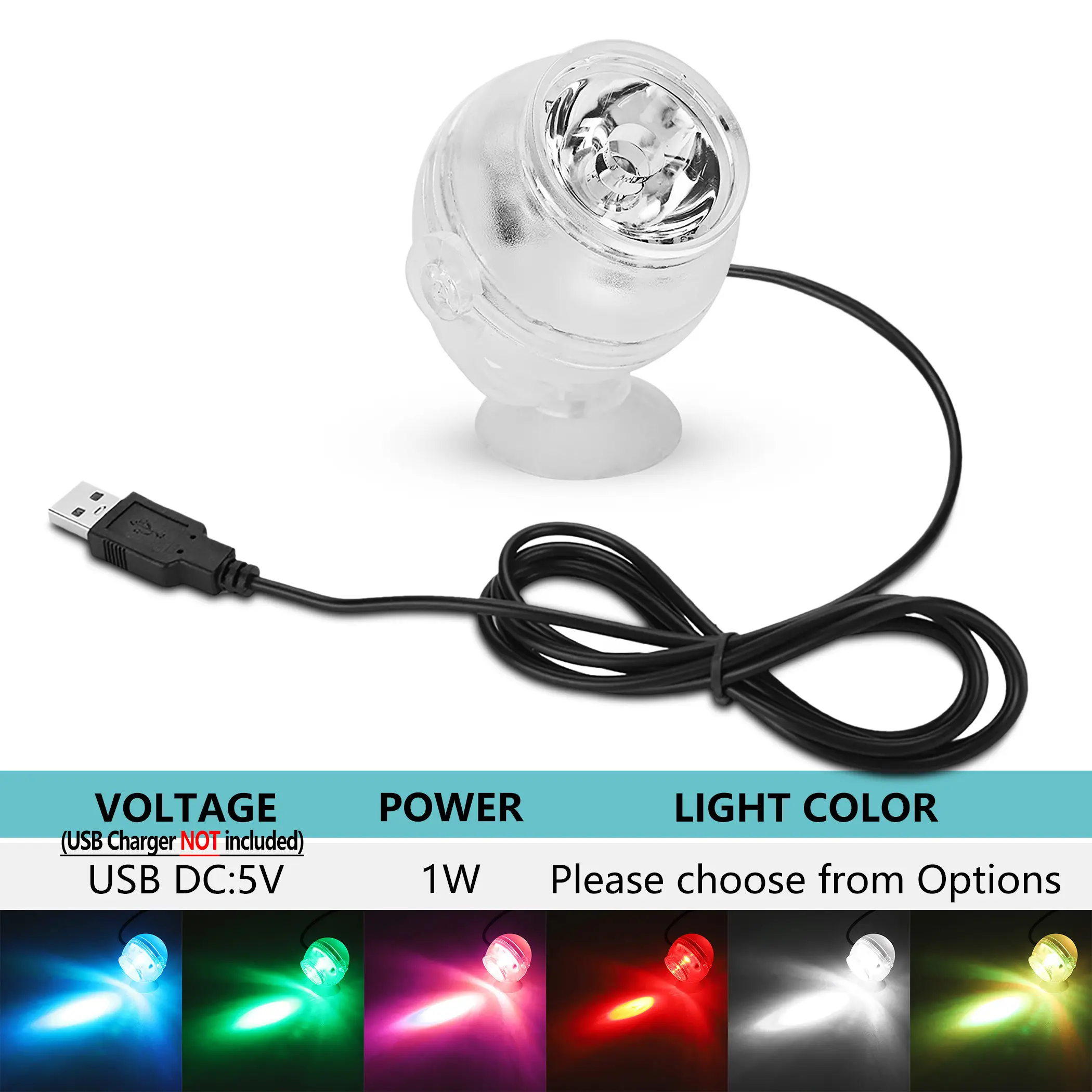 

1W USB LED Mini Submersible Aquarium Light Colorful Lamp Underwater for Fish Tank Landscaping Decoration