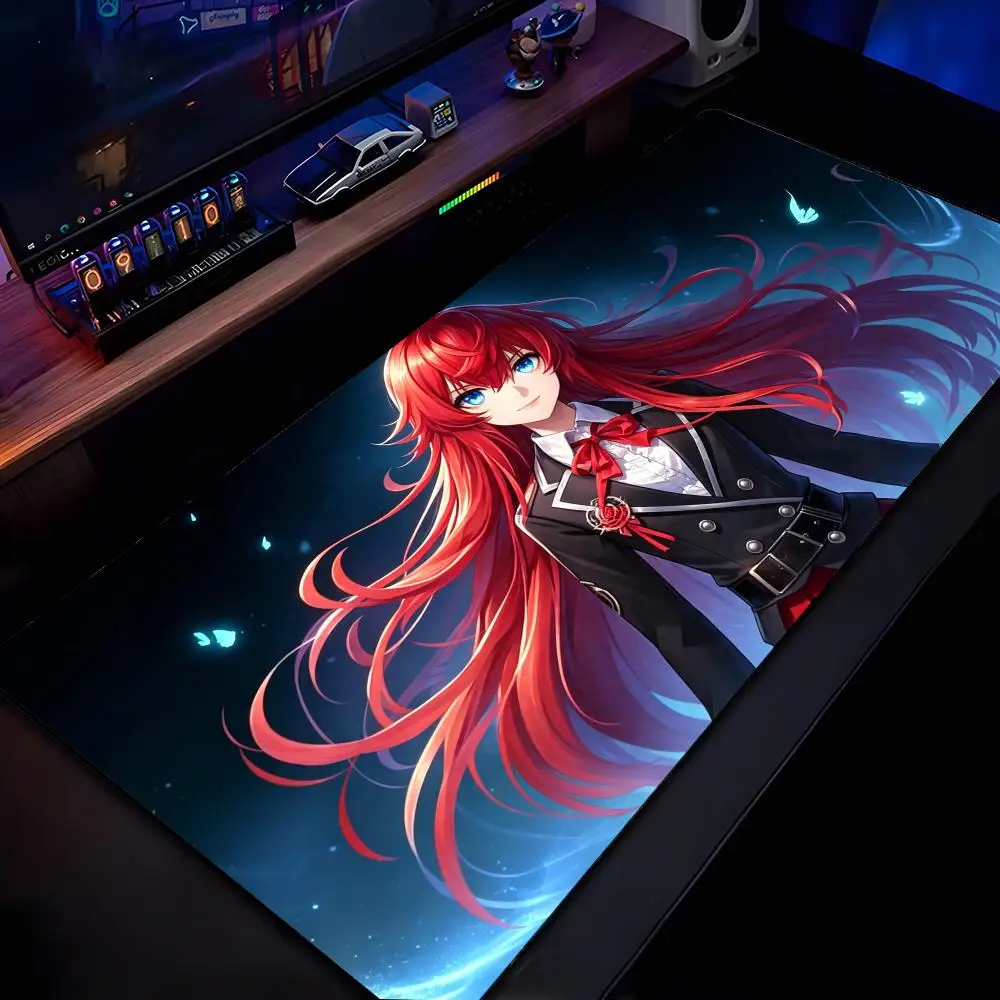 DXD Rias Gremory Mauspad, HD-Druck, für Computer-Gamer, mit Verriegelungskante, rutschfestes Mauspad, XXL 90 x 40 cm, Tastatur-PC-Schreibtischunterlage