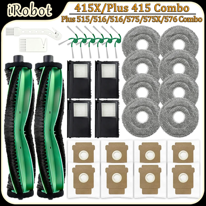 For IRobot 415X/Plus 415 Combo/Plus 515/516/575/575X/576 Combo Robot Vacuum Accessories Main Brush Filter Mop Replacement Parts