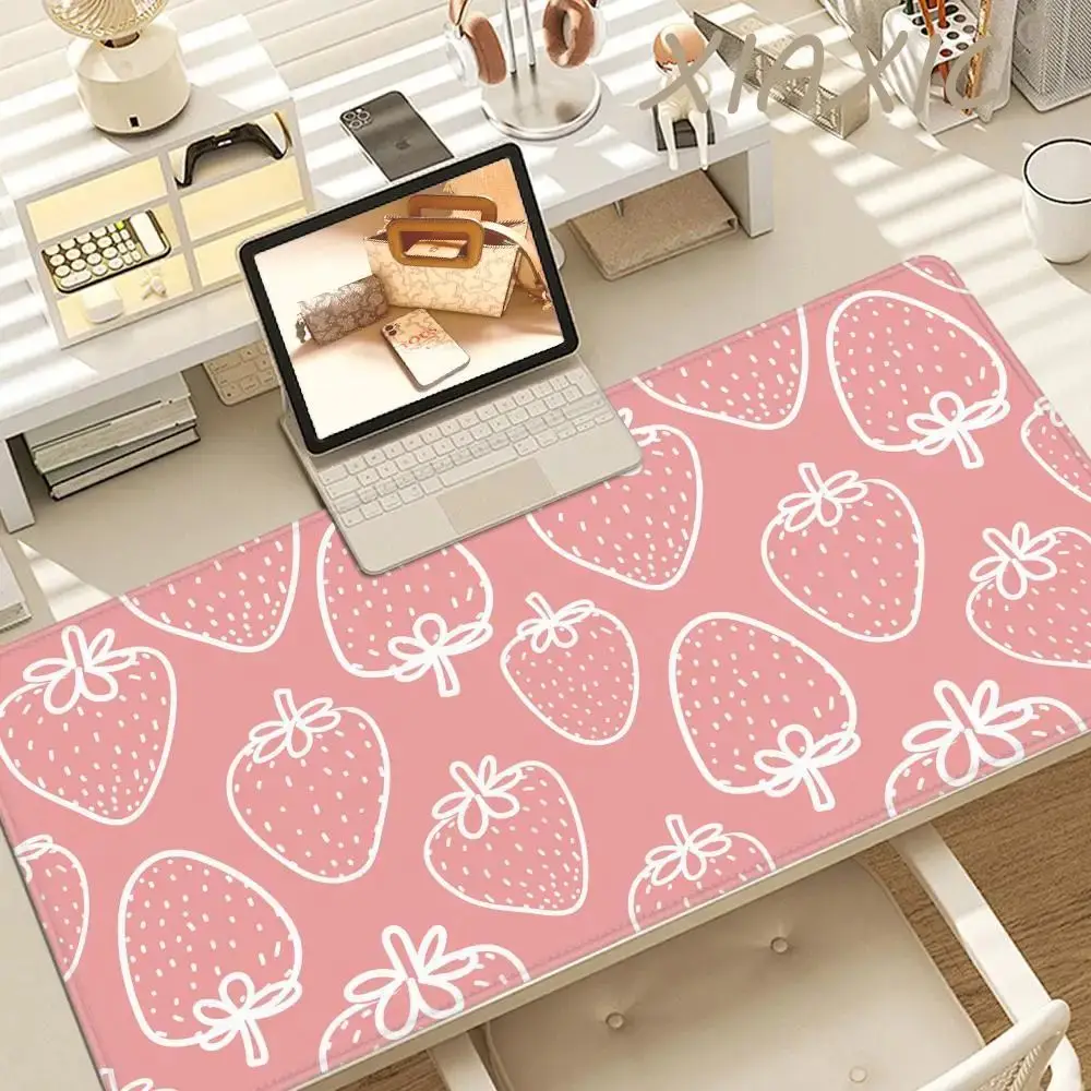 Полноэкранный коврик с клубникой, большой резиновый игровой коврик для мыши XXL, геймерский коврик для обеденного стола, настольный коврик для ПК, компьютерной клавиатуры, коврик
