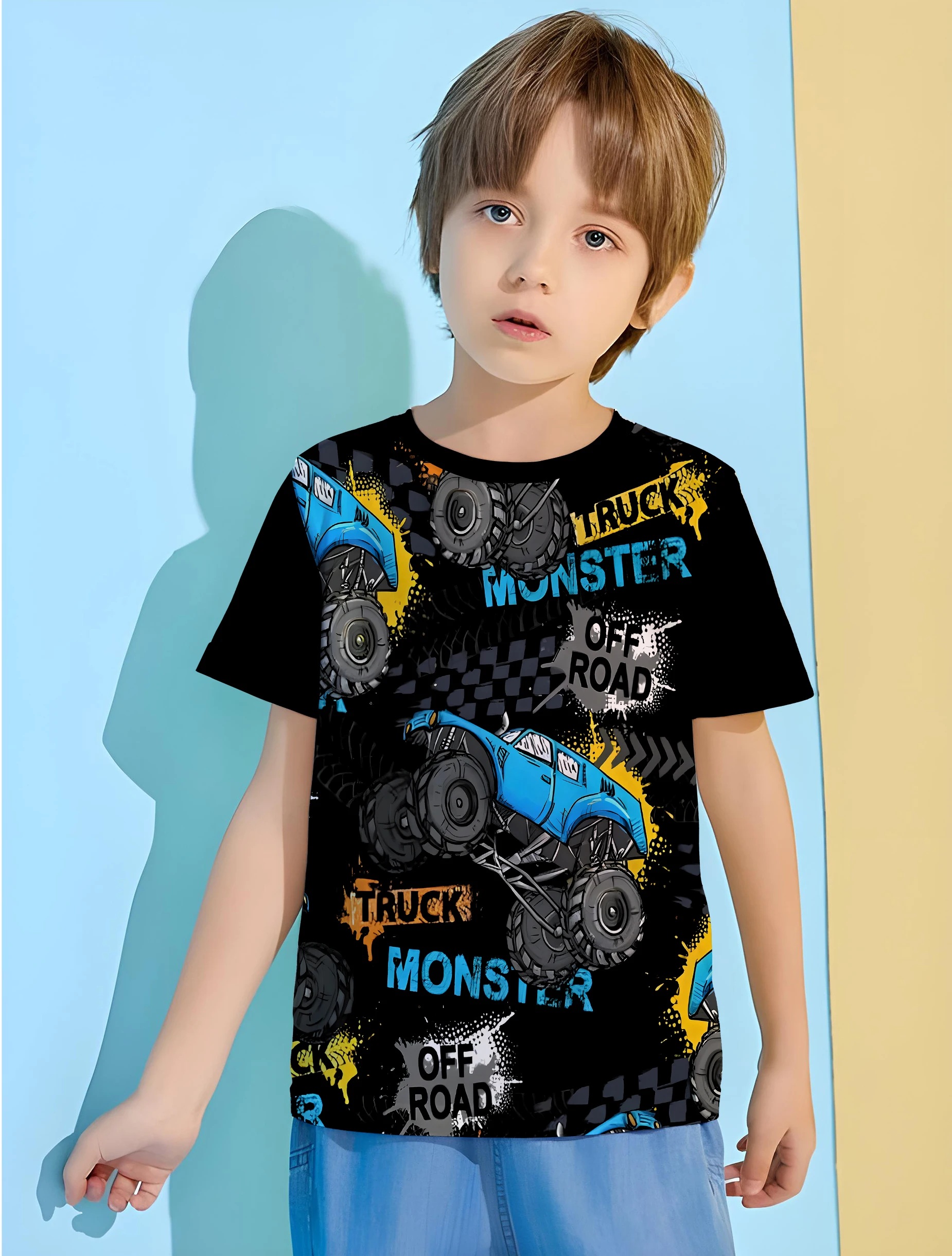 

Детская одежда с рисунком внедорожника для мальчиков, детская одежда, футболки для мальчиков, детская блузка с коротким рукавом, одежда для маленьких мальчиков