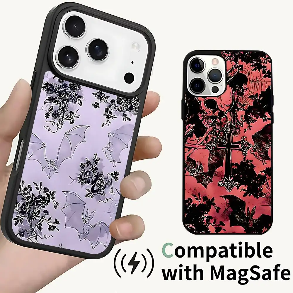 

Animal Gothic Bats For IPhone 17,16,15,14,13,12,11,Pro,Max,Plus,Mini,SE4,E Protective Magnetic Case Cover