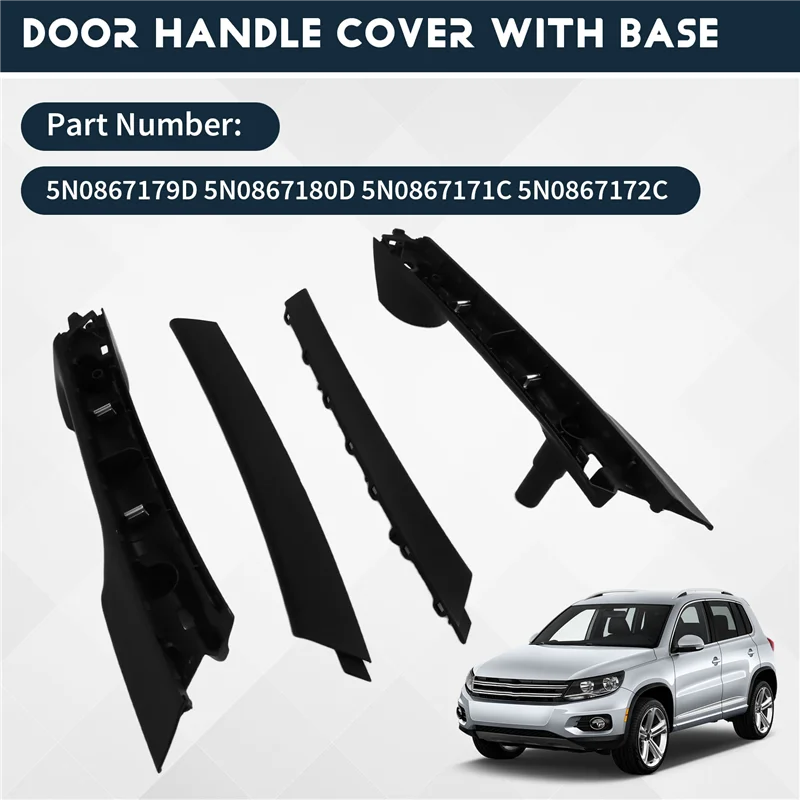 A33K-For VW Tiguan 5N MK1 2008- 2016 لوحة الباب الداخلي انتزاع غطاء مقبض السحب 5N0867179D 5N0867180D 5N0867171C 5N0867172C