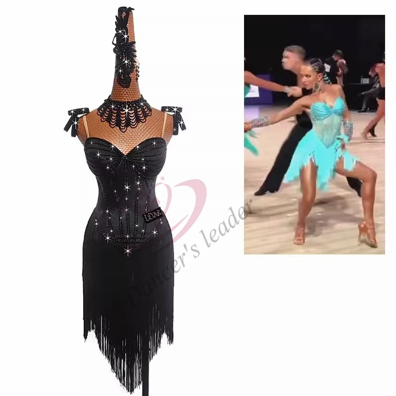 Платье для латинских танцев, элитное платье для ночных танцев по индивидуальному заказу, ручная работа с кисточками, чача-танго, женская сценическая профессиональная одежда для взрослых
