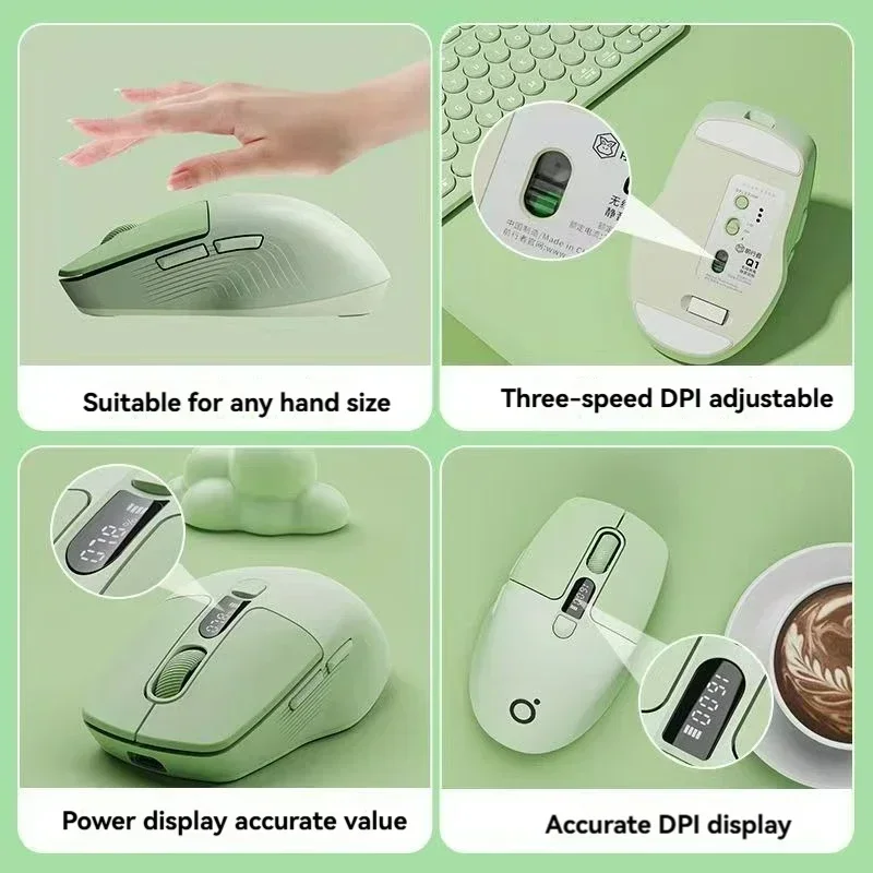 Eweadn Q1 Mice 2.4 Wireless Bluetooth Dual-Mode Mouse 1600PDI Smart Screen Esports Silent Rechargeable Gaming Mouse for Office 6