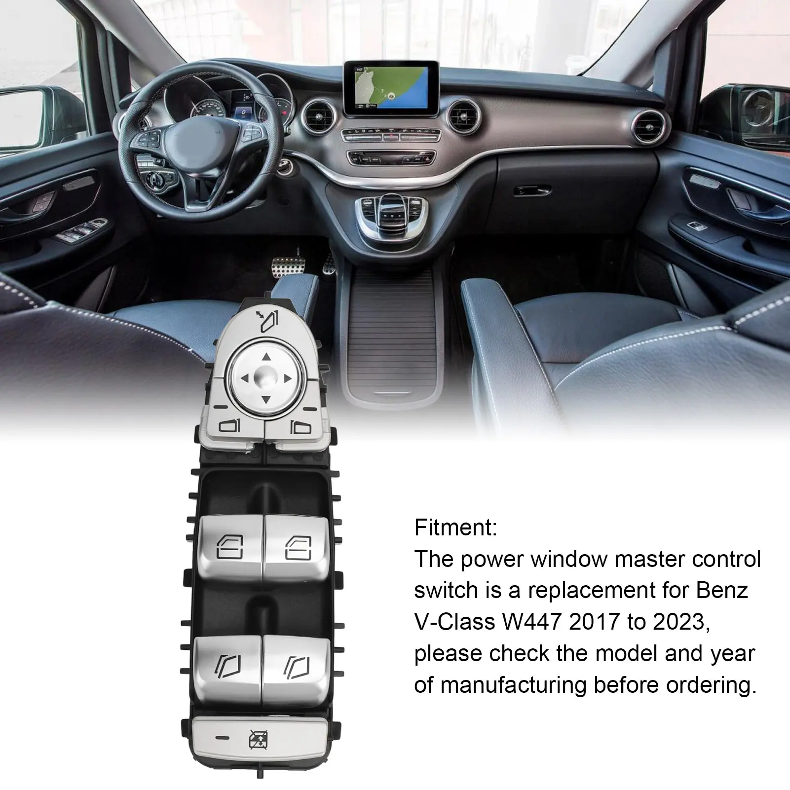 

Power Window Master Control Long Lasting 44790543039051 Perfect Match Easy Install for V‑Class W447
