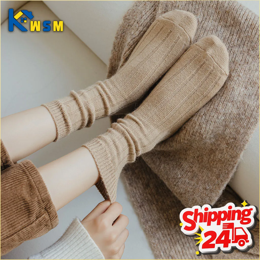 1-5Pairs المرأة الكشمير جوارب من الصوف. سميكة الدافئة مضلع متماسكة ترهل الجوارب لخريف وشتاء هدية الكريسماس المثالية #1