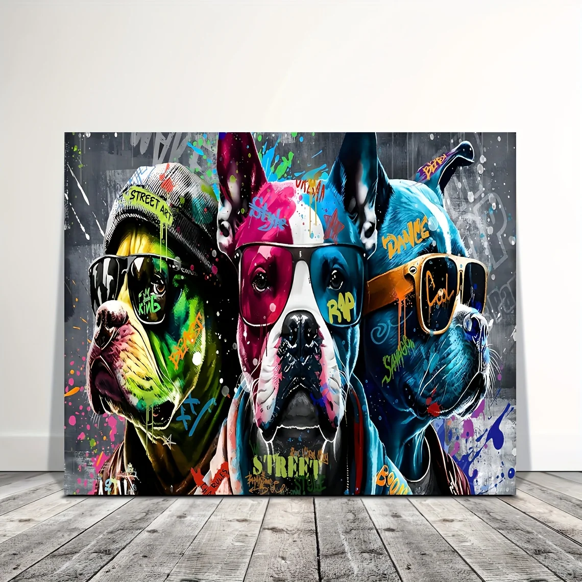 Arte da parete su tela Cool Dog Canvas Wall Art con cornice Stampa artistica da parete adatta per soggiorno e camera da letto Decorazioni per la casa Regali per le vacanze