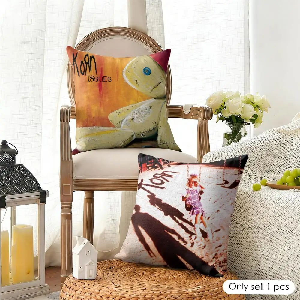 Rock Band K-Korn-Follow The Leader Cushion Cover Organic Linen Square Pillow Case Durable Non-Allergenic And Kind To Skin