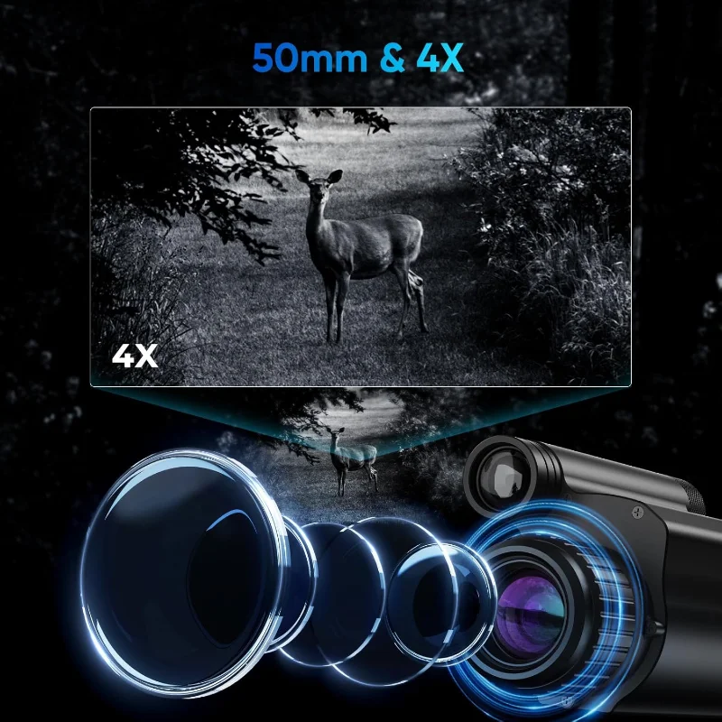 نطاق الرؤية الليلية 50 مللي متر عدسة بؤرية نظارات الرؤية للصيد الليلي التخييم 850nm رؤية ليلية/ليلة أحادية مع كاميرا وفيديو