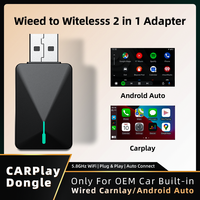 New Mini U3 Gray 2 in 1 Wired to Wireless Carplay Adapter Bluetooth WiFi Auto Connect Wireless Android Car Dongle OTA Upgrade