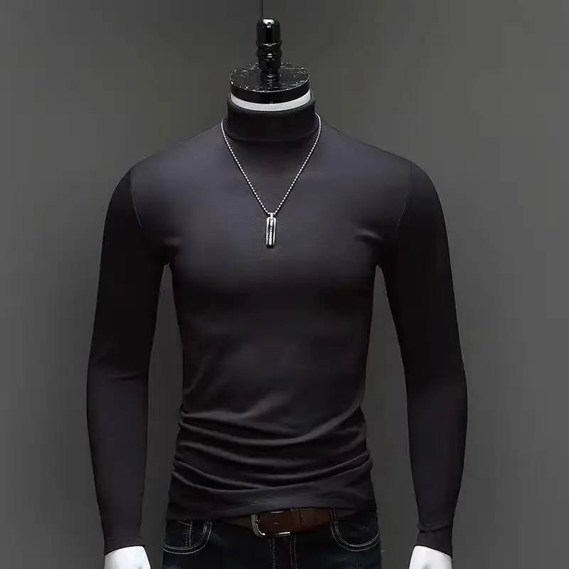 Autumn Winter Mens Turtleneck Sweaters Casual Thermal Long Sleeve Slim Fit Pullovers Stretch Basic Tops Sweatshirt Jumper TShirt