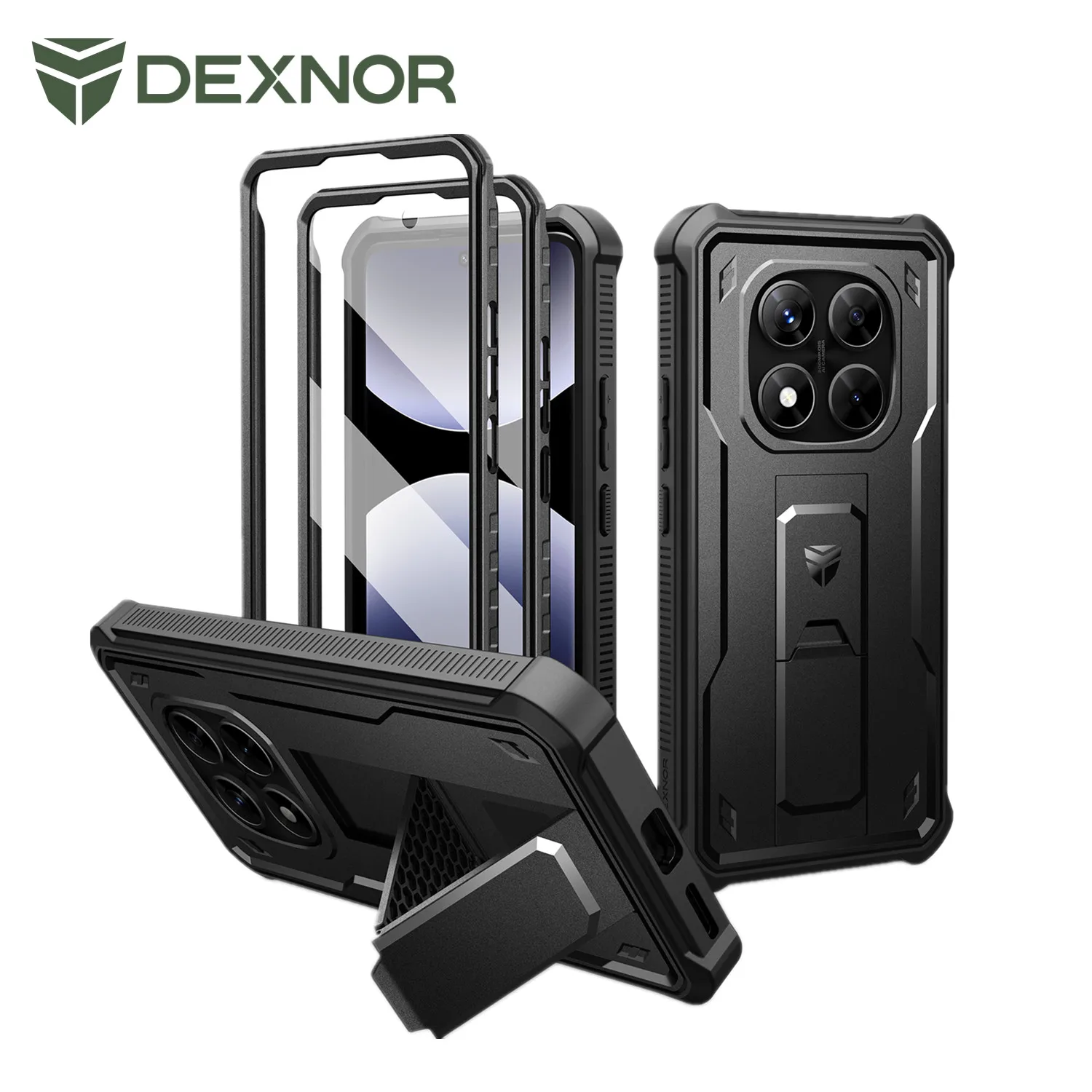 

For Redmi Note 14 Pro 5G Case Shockproof Bumper Protective Case with Built-in Sliding Camera Coverand Screen Protector Kickstand