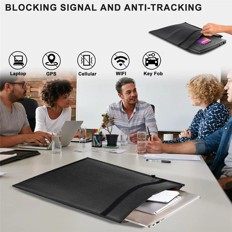 5Pack Anti-Tracking Waterproof & Fireproof Bag For Laptops, Phones & Car Keys, RFID Signal Blocker Pouch With Handle Easy To Use