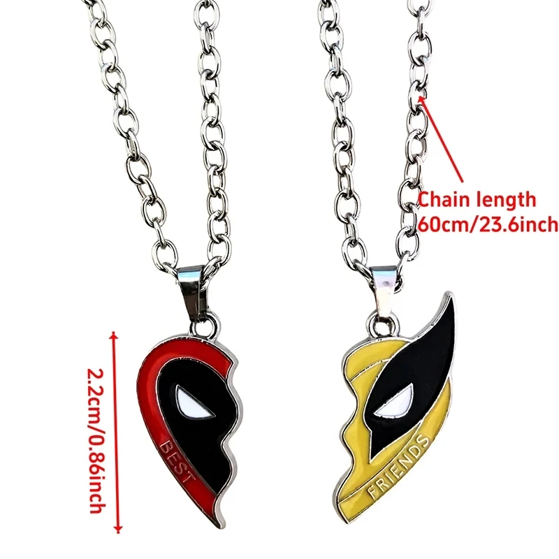 Deadpool Lobezno Cospay Best Friends Collar para pareja de superhéroes, colgante de corazón, amistad, regalos a juego para Unisex