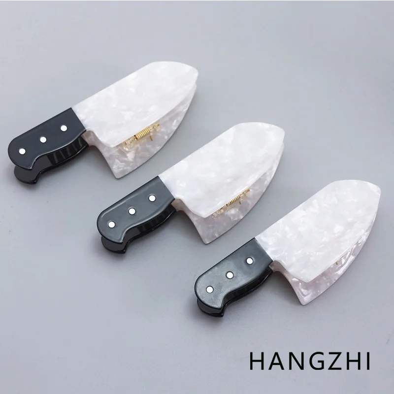 HANGZHI Black White Knife Grab Clip INES Creative Quirky Hair Accessories Personalized Exaggerated Unique Jewelry for Women New