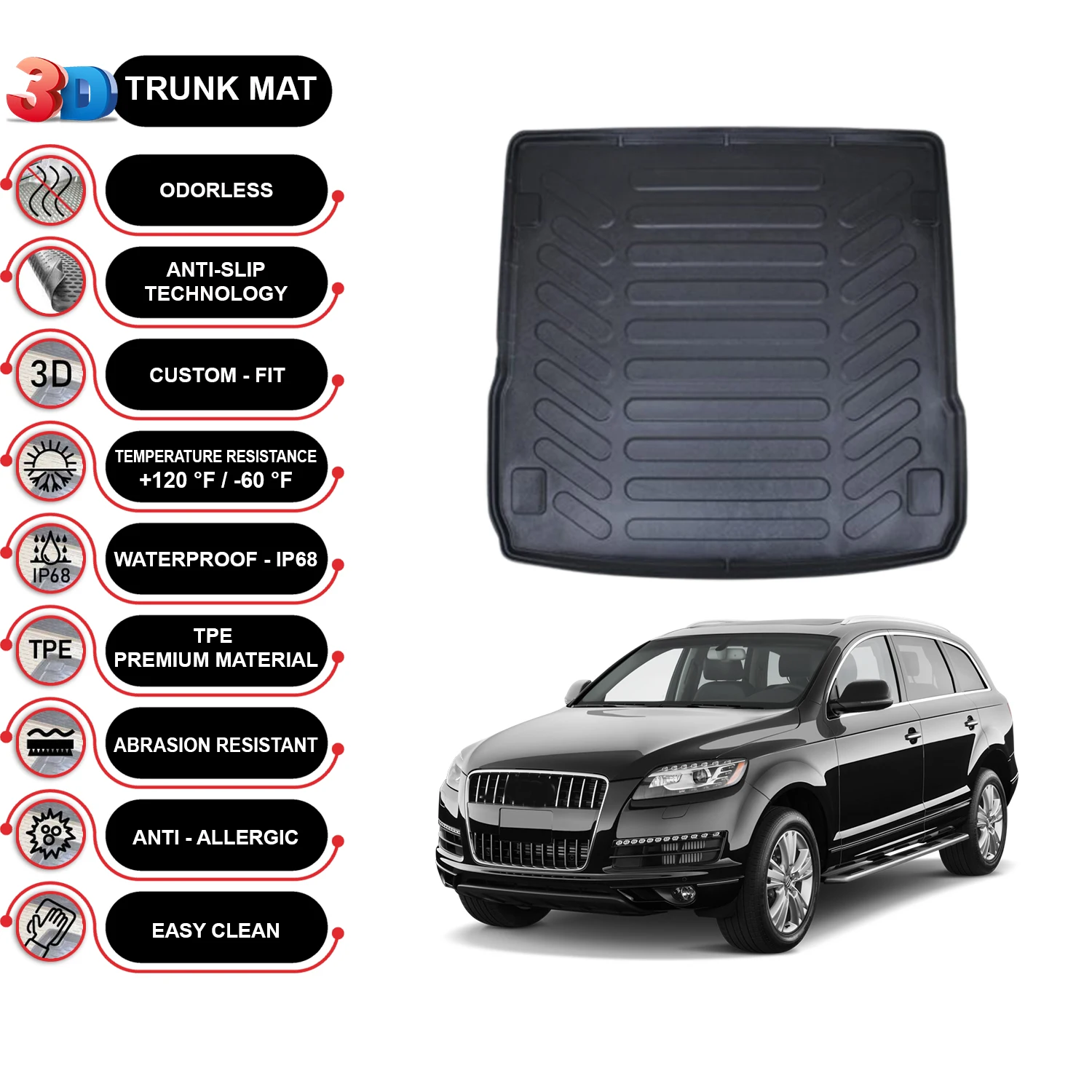 

Audi Q7 2006-2015 Cargo Liner Rear Trunk Floor Mat