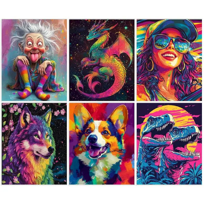 

GATYZTORY Modern Paint by Number Animal Colouring Zero Basis HandPainted Painting By Number For Adults On Canvas Home Art Decor