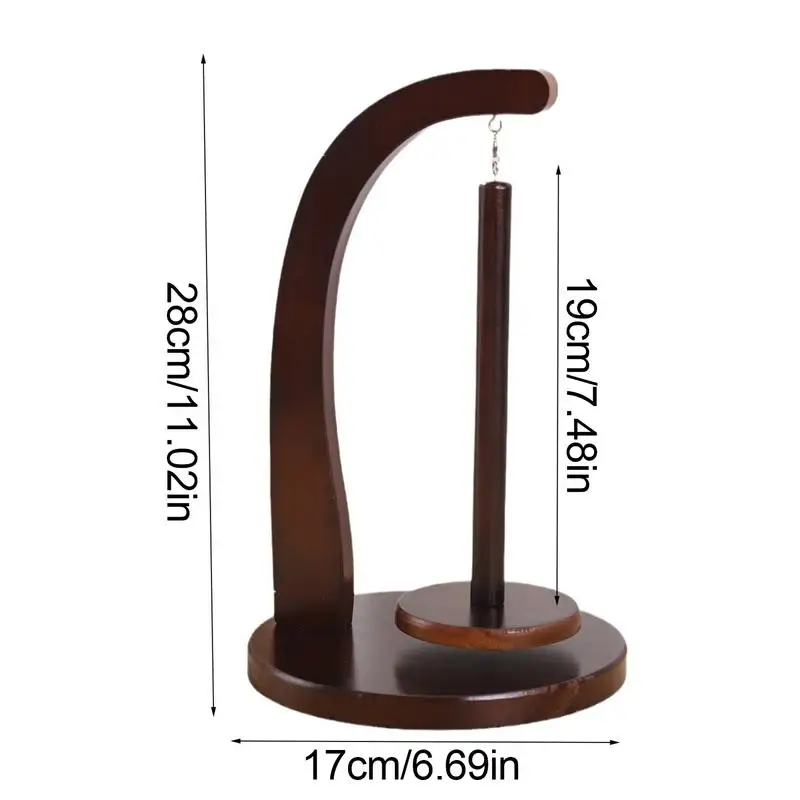 Yarn Holder Stand Wooden Yarn Spindle Dispenser Rotatable Yarn Twirling Holder Stable Knitting Ball Stand Decorative For Crochet