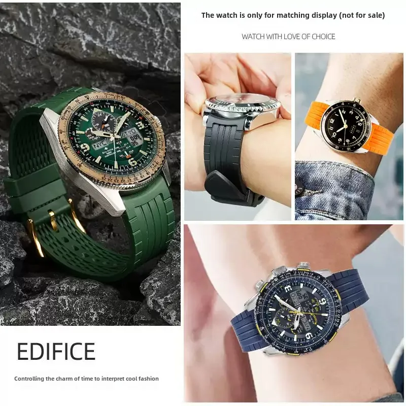 Für Citizen Blue Angel Radio Wave gebogenes blaues Gummiarmband AT8020-54L 8020-03l Dunkelblaues Herren-22-mm-Silikon-Schnelluhrenarmband