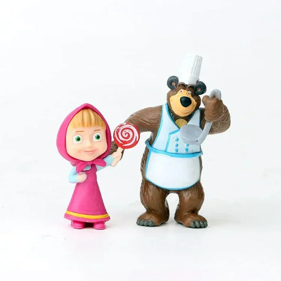 New 10Pieces Masha and the Bear Action Figure Anime Model Cartoon Toys For Friends Gifts