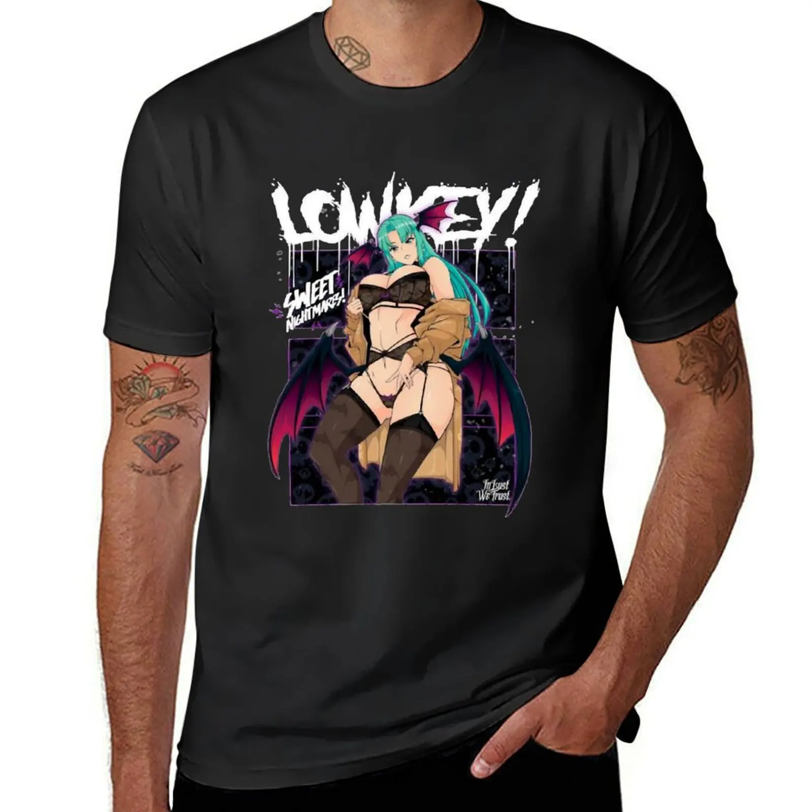 lowkey anime sexsi T-shirt cute tops sweat T-shirts for men cotton