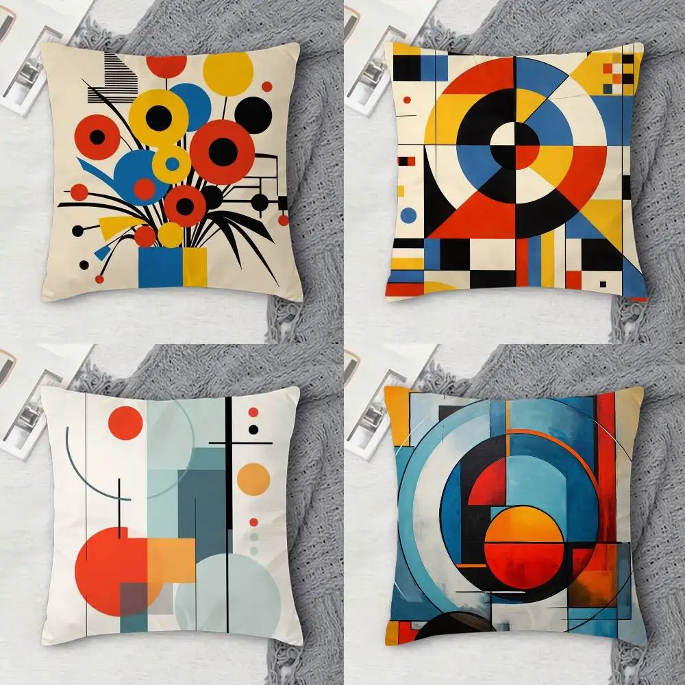 

Geometric Bauhaus Pattern Art Double-sided Printed Square Decorative Cushion Cover for Sofa Living Room Home Decor