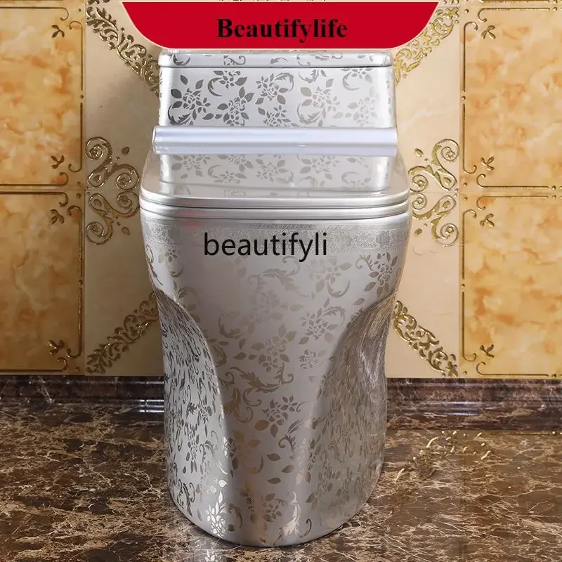 

Creative Nordic retro flush toilet silver toilet siphon deodorant color toilet