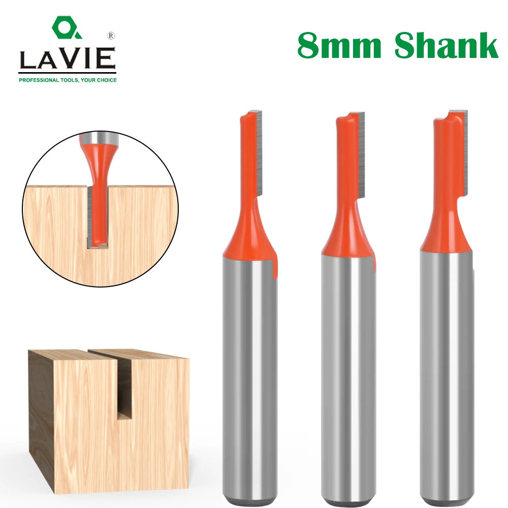 Lavie 3 Stuks 8Mm Schacht Rechte Router Bit Wolfraamcarbide Enkelvoudige Fluit Bit Hout Frees Voor Houtwerk Gereedschap Mc02083