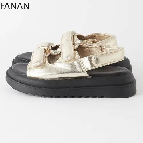 Japanese Retro Sandals Soft Sole Velcro Low Heel Non-Slip Casual Flat Shoes Slippers Beach Casual Sandals Roman Shoes