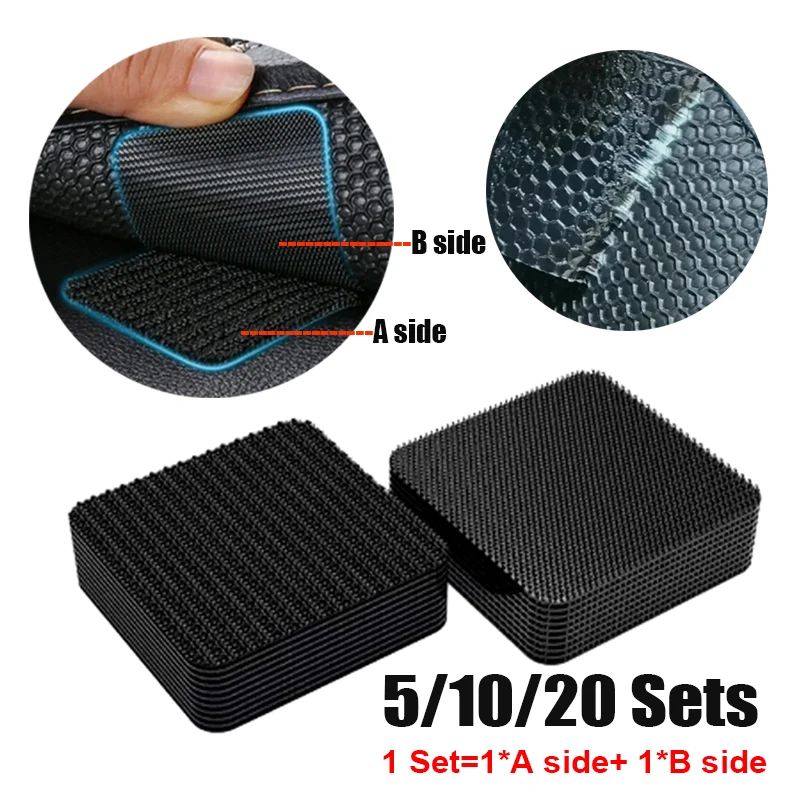 

10/20 Sets Carpet Mat Fixing Stickers 5cm*5cm Car Foot Pad Truck Mat Invisible Traceless Non Slip Tape Nylon Magic Adhesive Tape