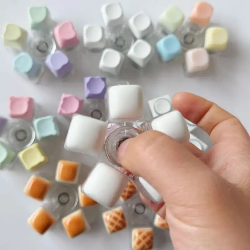Button Bread Keycap Clicker Keychain Stress Relief Fidget Toy for Unwinding at Home School or Work Portable Accessory