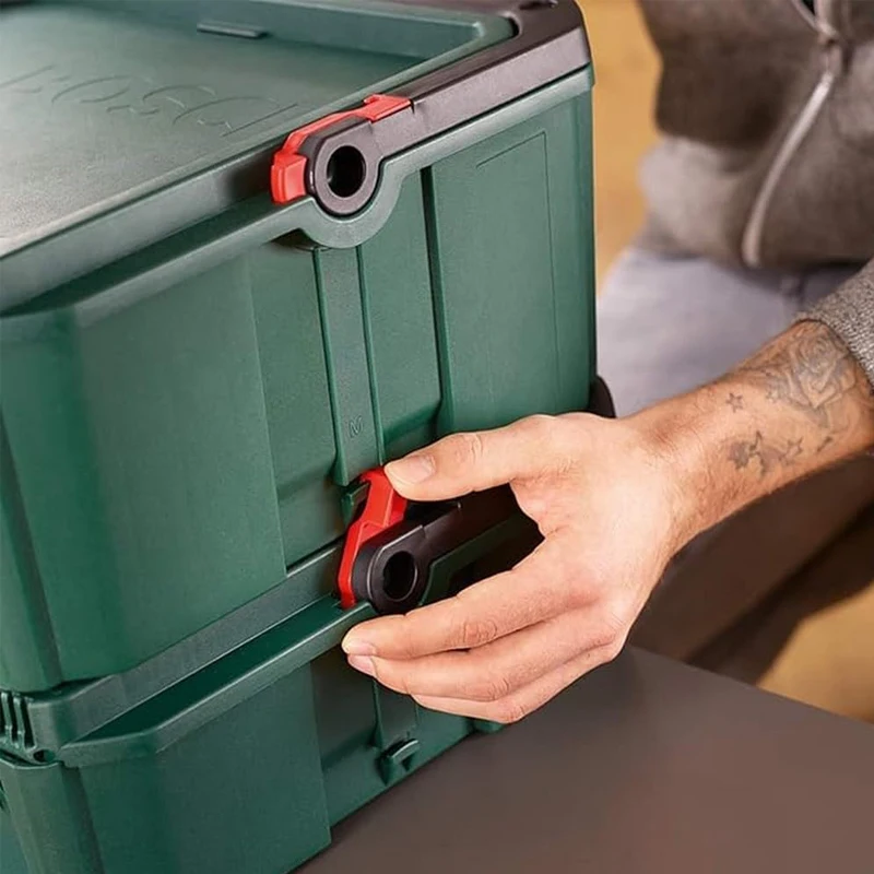 BOSCH 단일 시스템 박스, M 사이즈, 쌓을 수 있는 연결 가능, 편리한 운송, 대용량 DIY 보관 도구 상자
