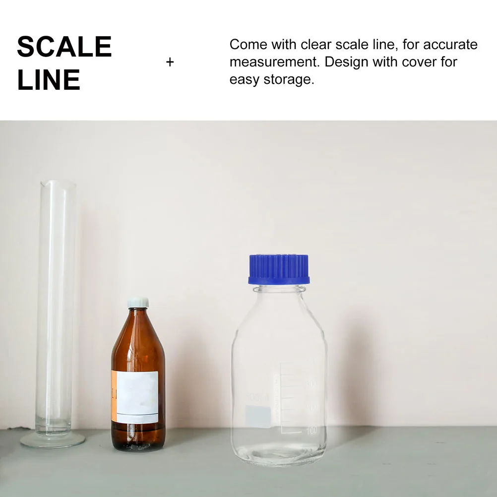 

2Pcs Reagent Bottle Glass Chemical Sample Sealing Storage with Scale Calibration Lab Equipment Medicine Bottle