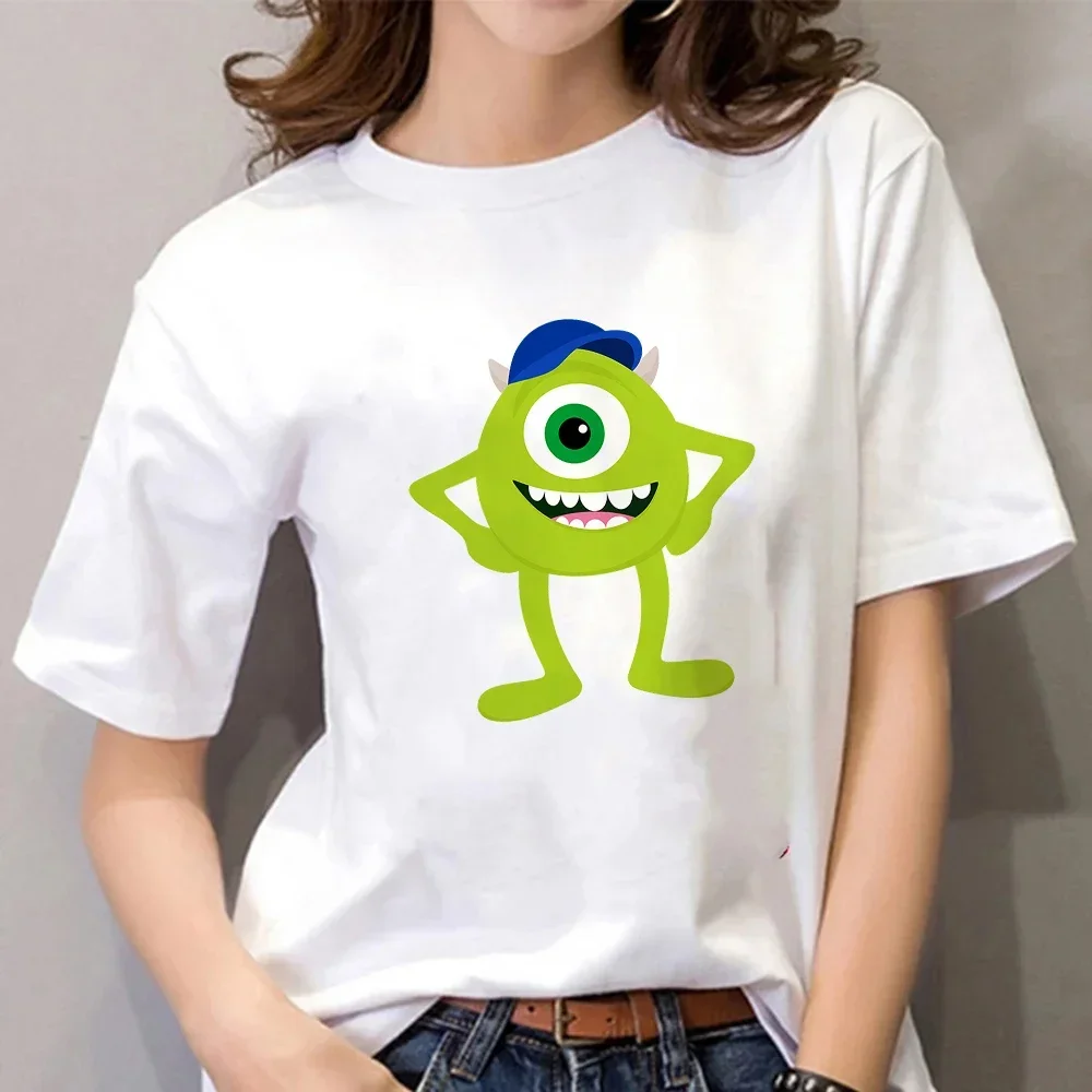 Camiseta estampada de manga corta para mujer, ropa con estampado de la serie de la Universidad de Disney Monster