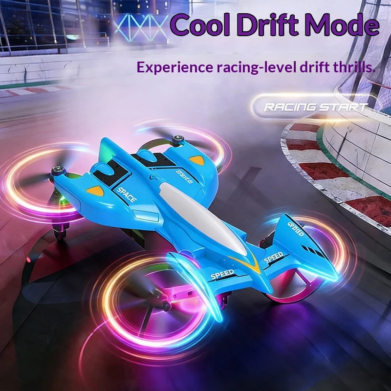 

Радиоуправляемый самолет, детские игрушки для мальчиков, с подсветкой и музыкой, четырехосный, со спецэффектами, для гонок и дрифта, модель A