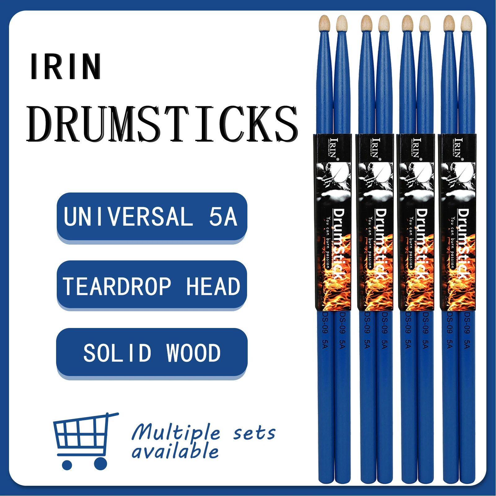IRIN الطبل طبلة موسيقى الجاز 5A زوج من الخشب الصلب عصي طبلة أداة قرع قوي القيقب الأزرق الداكن طبل الملحقات العالمية #1