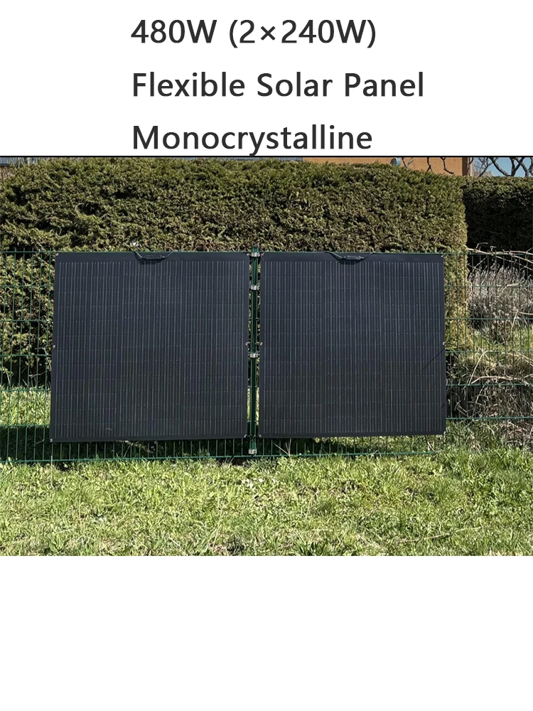 480W flexibel zonnepaneel (2 × 240W) monokristallijne zonnemodule, voor camper, caravan, boot, dak, - afbeelding 2