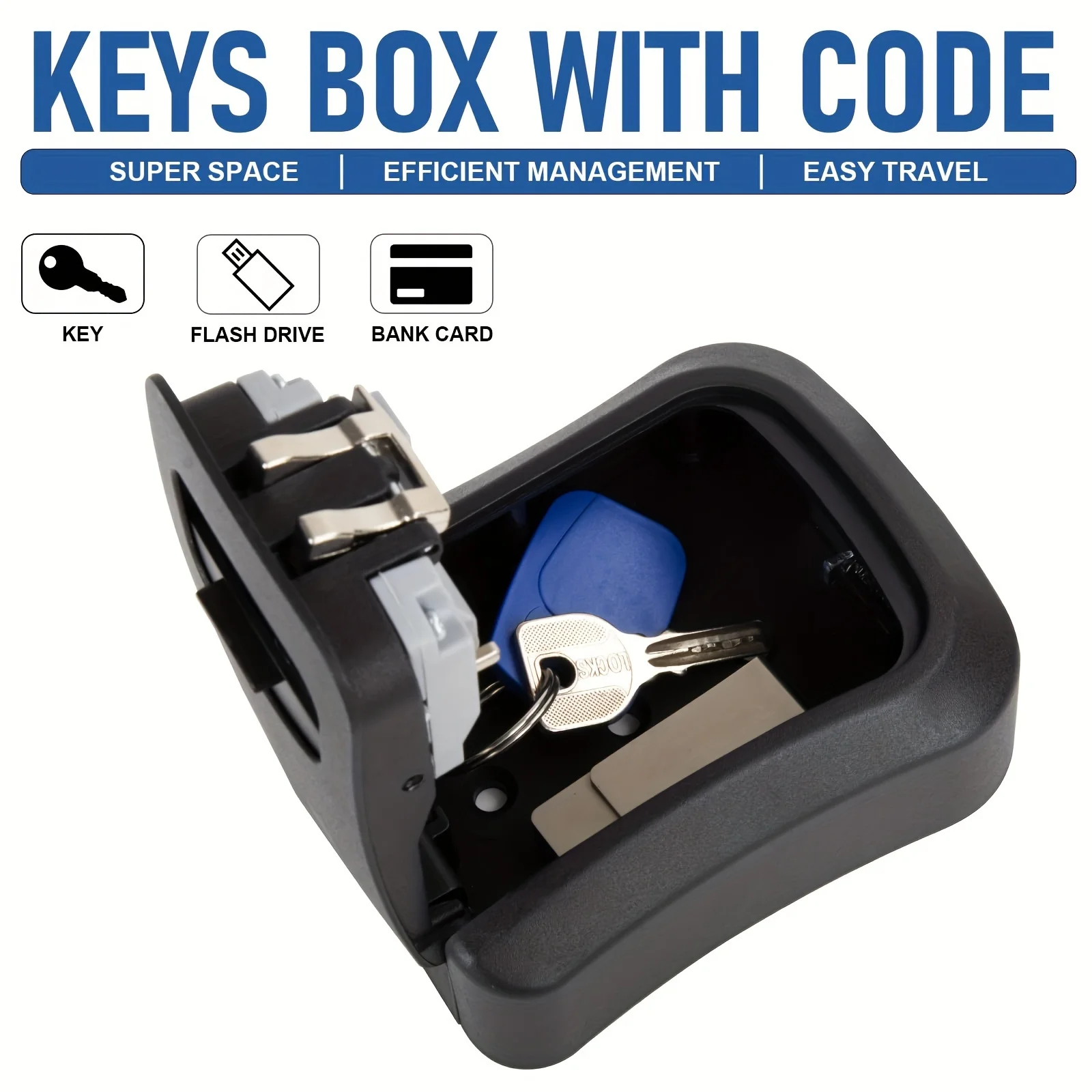 Key Lock Box Wall Mounted 4 Digit Combination Lockbox For Hotel Key Safe Security Storage 5 Keys Large Capacity Resettable Code