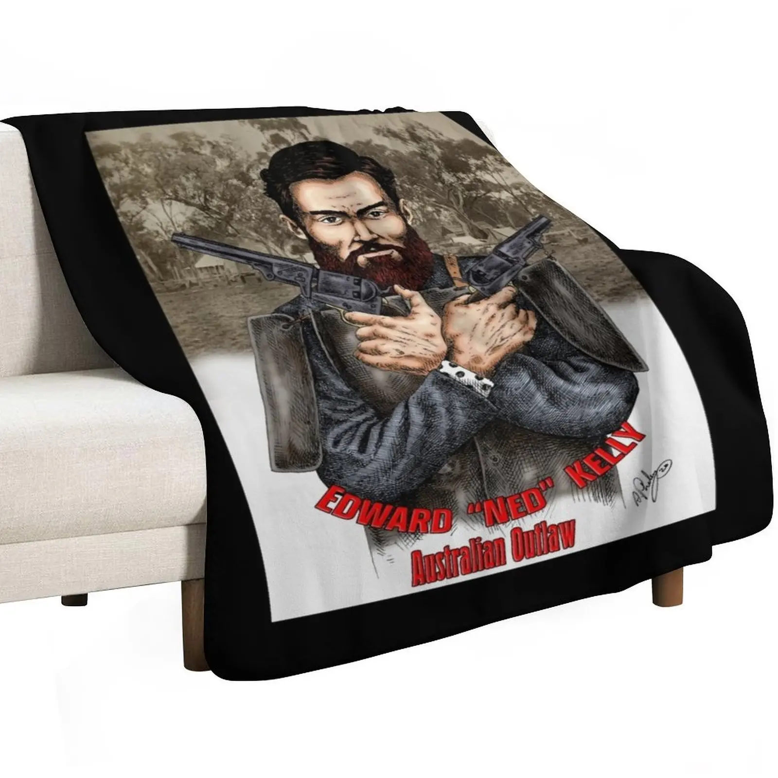 Ned Kelly Australian Outlaw Throw Blanket Anti Shedding Soft Fuzzy Blanket for Home