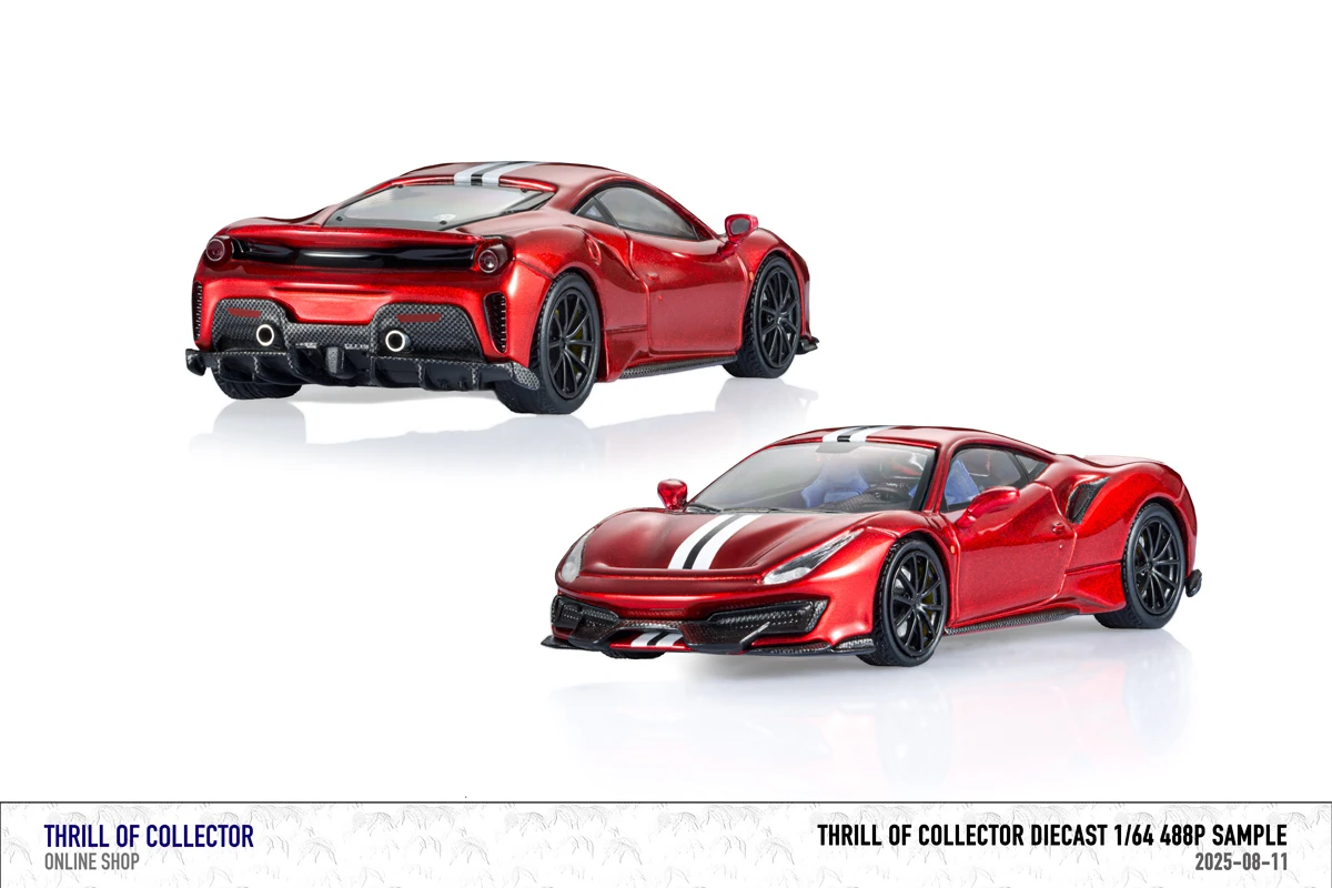 TOC 1:64 488 púrpura ROSSO CORSA FUOCO Limited1000 coche modelo fundido a presión
